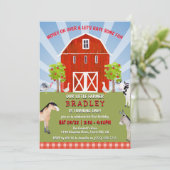 Landtiere 1. Geburtstag Einladung (Stehend Vorderseite)