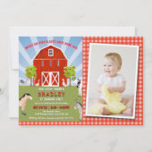 Landtiere 1. Geburtstag Foto Einladung (Vorderseite)