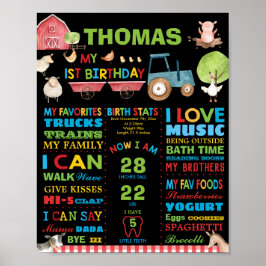 Landtiere 1. Geburtstag Meilenstein Geburtsstunde Poster