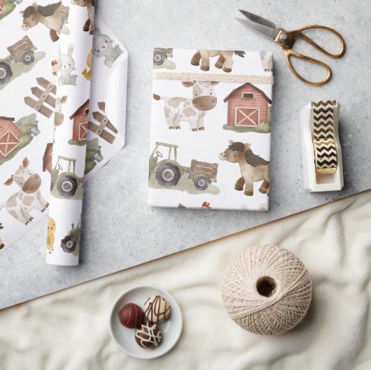 Landtiere 1. Geburtstag Party Geschenkpapier (Kunsthandwerk)