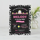 Landtiere 1. Geburtstag Party Girl Barnyard Pink Einladung (Stehend Vorderseite)