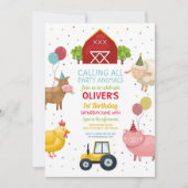 Landtiere 1. Kindergeburtstag Einladung (Vorderseite)