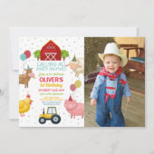 Landtiere 1. Kindergeburtstag Foto Einladung (Vorderseite)