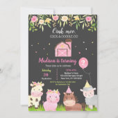 Landtiere 2. Geburtstagsmädchen Party Einladung (Vorderseite)