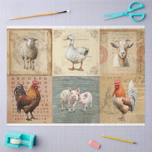 Landtiere 2 in Sammelpapier Seidenpapier (Basteln)