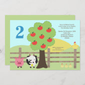 Landtiere Äpfel Kindergeburtstag Party einladen Einladung (Vorne/Hinten)