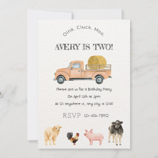 Landtiere Aquarell Geburtstagsparty Einladung