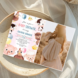 Landtiere Balloons Barnyard Baby Dusche Foto Einladung