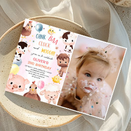 Landtiere Balloons Barnyard Birthday Foto Einladung