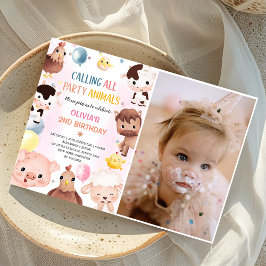 Landtiere Balloons Barnyard Birthday Foto Einladung