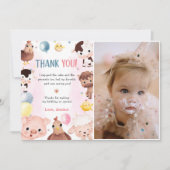 Landtiere Balloons Barnyard Danke Karte (Vorderseite)