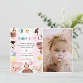 Landtiere Balloons Barnyard Danke Karte (Stehend Vorderseite)