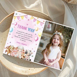 Landtiere Balloons Barnyard Danke Karte