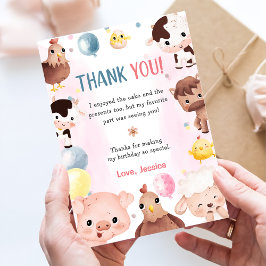 Landtiere Balloons Barnyard Danke Karte