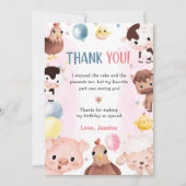 Landtiere Balloons Barnyard Danke Karte (Vorderseite)