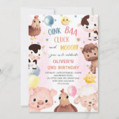 Landtiere Balloons Barnyard Geburtstagspartei Einladung (Vorderseite)