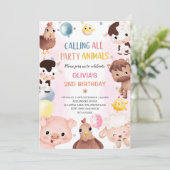 Landtiere Balloons Barnyard Geburtstagspartei Einladung (Stehend Vorderseite)