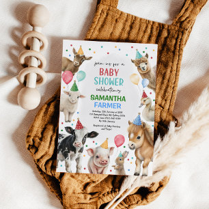 Landtiere Balloons Barnyard Party Babydusche Einladung