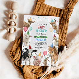 Landtiere Balloons Barnyard Party Babydusche Einladung