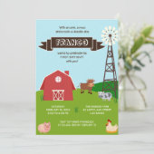 Landtiere Barnhouse Einladung zum Geburtstag (Stehend Vorderseite)