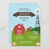 Landtiere Barnhouse Einladung zum Geburtstag (Vorne/Hinten)