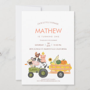 Landtiere Barnyard 1. 2. Geburtstag Einladung