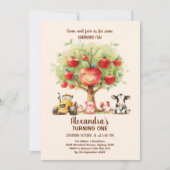 Landtiere Barnyard 1. Geburtstag Einladung (Vorderseite)