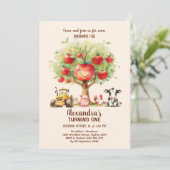 Landtiere Barnyard 1. Geburtstag Einladung (Stehend Vorderseite)