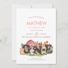 Landtiere Barnyard 1. Geburtstag Einladung