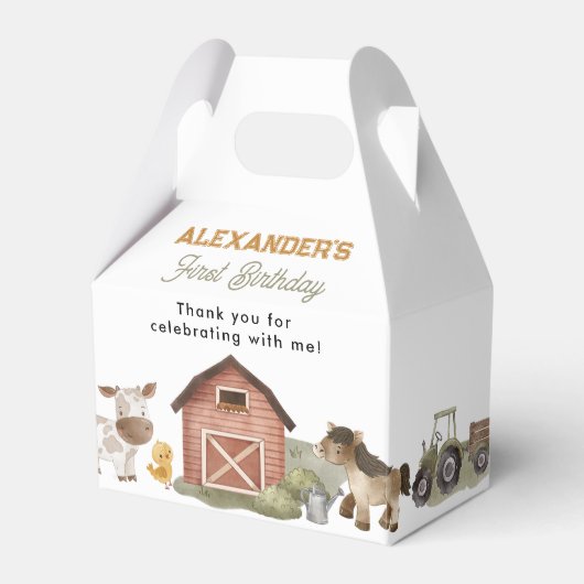 Landtiere Barnyard 1. Geburtstag Geschenkschachtel (Vorderseite)