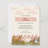 Landtiere Barnyard 1. Geburtstag Party Einladung (Vorderseite)