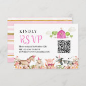 Landtiere Barnyard 1. Geburtstag Rsvp Card Dankeskarte (Vorne/Hinten)