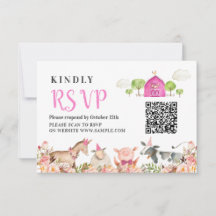 Landtiere Barnyard 1. Geburtstag Rsvp Card