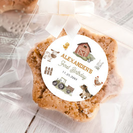 Landtiere Barnyard 1. Geburtstag Runder Aufkleber