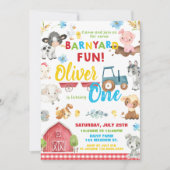 Landtiere Barnyard 1. Geburtstag verwandeln eine I Einladung (Vorderseite)