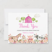 Landtiere Barnyard 1. Geburtstag Vielen Dank Dankeskarte (Vorderseite)