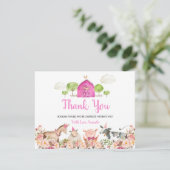 Landtiere Barnyard 1. Geburtstag Vielen Dank Dankeskarte (Stehend Vorderseite)