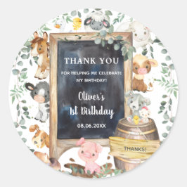 Landtiere Barnyard 1. GeburtstagsBaby-Dusche Runder Aufkleber