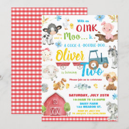 Landtiere Barnyard 2. Geburtstag zwei Einladung