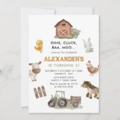 Landtiere Barnyard 3. Geburtstag Einladung (Vorderseite)