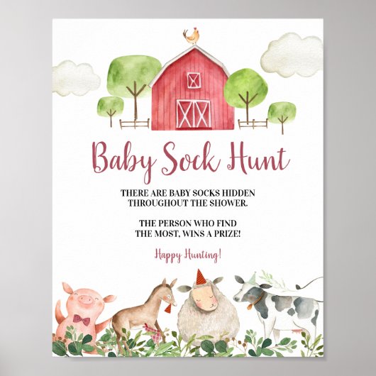 Landtiere Barnyard Baby Sock Hunt Poster (Vorne)