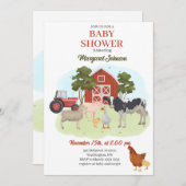 Landtiere Barnyard Babydusche Einladung (Vorne/Hinten)