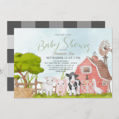 Landtiere Barnyard Babydusche Einladung (Vorne/Hinten)