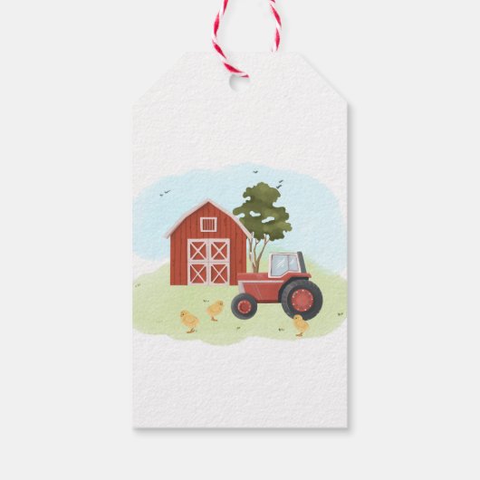 Landtiere Barnyard Babydusche Geschenkanhänger (Rückseite)