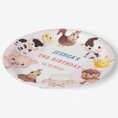 Landtiere Barnyard Balloon Geburtstagsparty Pappteller (Schrägansicht)