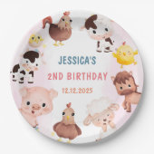 Landtiere Barnyard Balloon Geburtstagsparty Pappteller (Vorderseite)