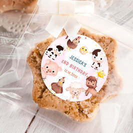 Landtiere Barnyard Balloon Geburtstagsparty Runder Aufkleber