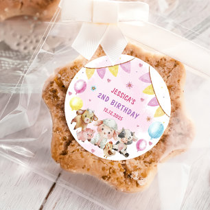 Landtiere Barnyard Balloon Geburtstagsparty Runder Aufkleber