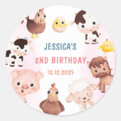 Landtiere Barnyard Balloon Geburtstagsparty Runder Aufkleber (Vorderseite)