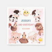 Landtiere Barnyard Balloon Geburtstagsparty Serviette (Vorderseite)